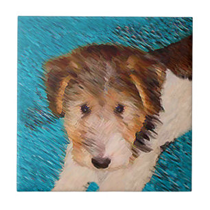 Wire Fox Terrier Puppy Painting - Original Dog Art Tile