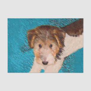 Wire Fox Terrier Puppy Painting - Original Dog Art Tissue Paper