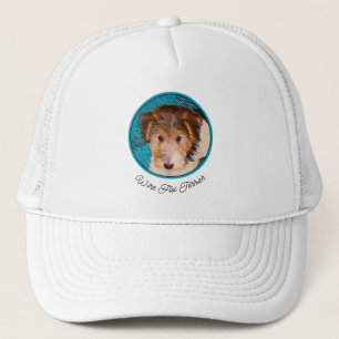 Wire Fox Terrier Puppy Painting - Original Dog Art Trucker Hat