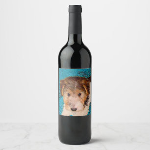 Wire Fox Terrier Puppy Painting - Original Dog Art Wine Label
