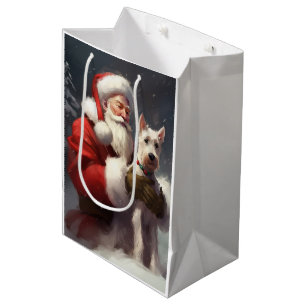 Wire Fox Terrier Santa Claus Festive Christmas Medium Gift Bag