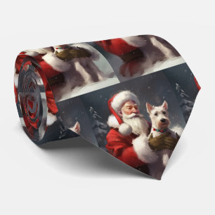 Wire Fox Terrier Santa Claus Festive Christmas Tie