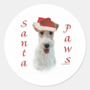 Wire Fox Terrier Santa Paws Classic Round Sticker