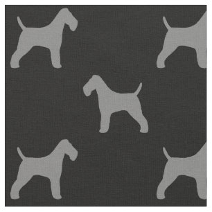 Wire Fox Terrier Silhouettes Pattern Fabric