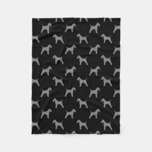 Wire Fox Terrier Silhouettes Pattern Fleece Blanket