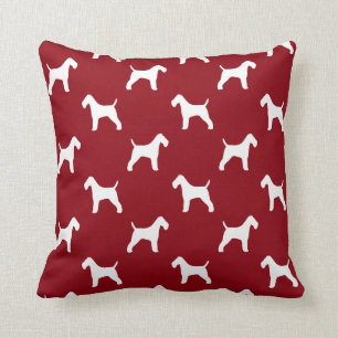 Wire Fox Terrier Silhouettes Pattern Red Cushion
