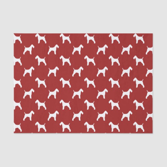 Wire Fox Terrier Silhouettes Pattern Red Tissue Paper (Front)