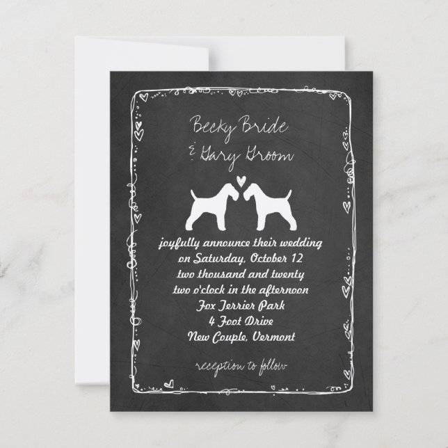 Wire Fox Terrier Silhouettes Wedding Invitation (Front)