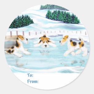 Wire Fox Terrier Skate Date Classic Round Sticker