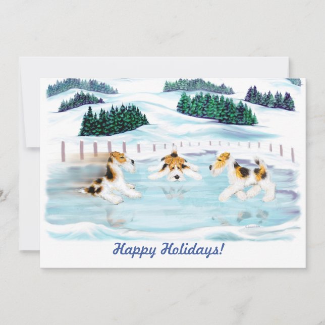 Wire Fox Terrier Skate Date Invitation (Front)