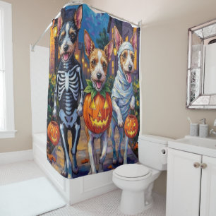 Wire Fox Terrier Trick-or-Treating Halloween  Shower Curtain