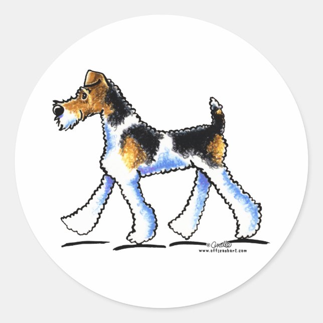 Wire Fox Terrier Trot Classic Round Sticker (Front)