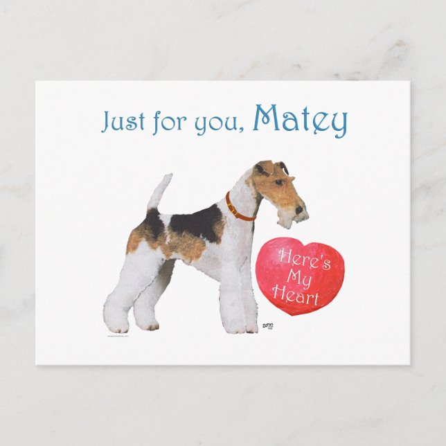 Wire Fox Terrier Valentine Holiday Postcard (Front)