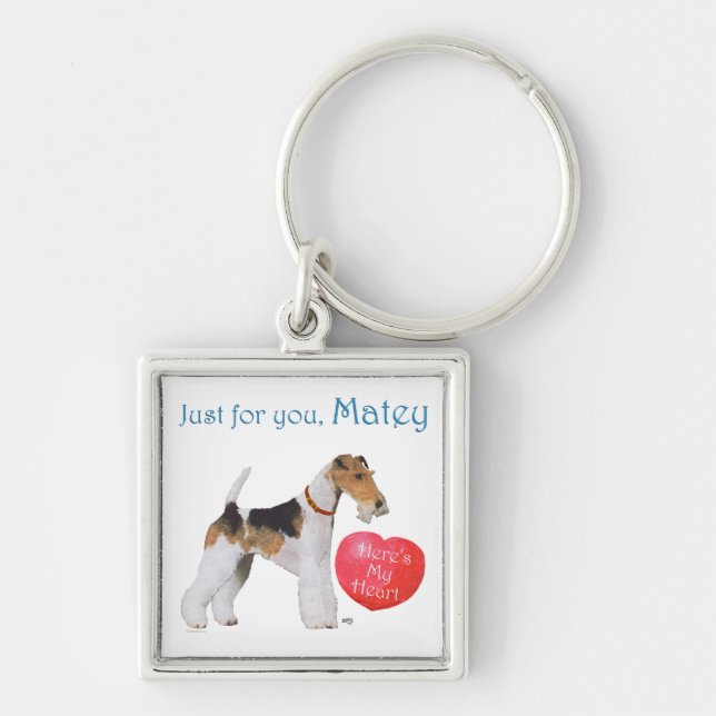 Wire Fox Terrier Valentine Key Ring (Front)