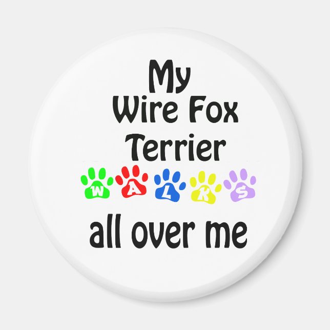 Wire Fox Terrier Walks Design Magnet (Front)
