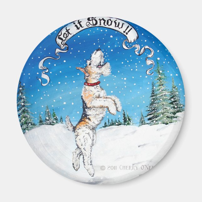 Wire Fox Terrier Winter Magnet (Front)