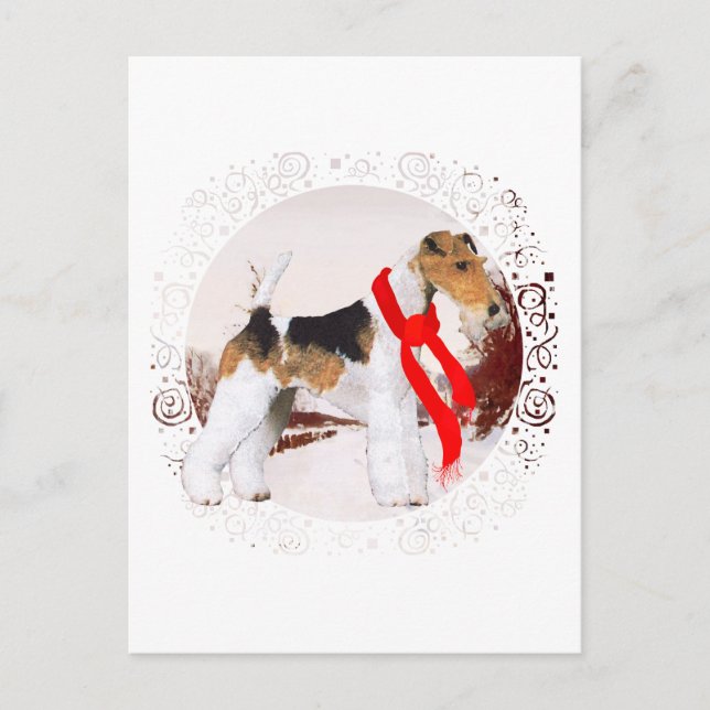 Wire Fox Terrier Winter Postcard (Front)