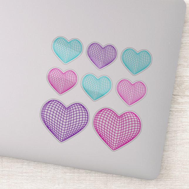 Wire Frame Geometric Heart Stickers (Detail)