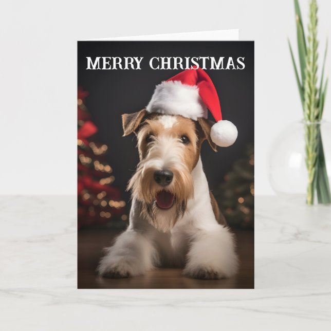 Wire Hair Fox Terrier Christmas Card (Front)