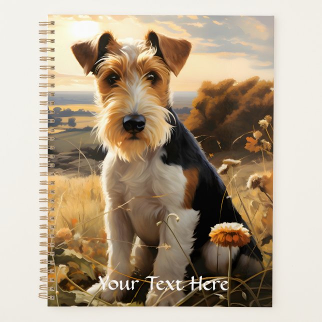Wire Hair Fox Terrier In Autumn Countryside Planner (Front)