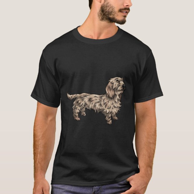 Wire Haired Dachshund Cute Dog Art T-Shirt (Front)