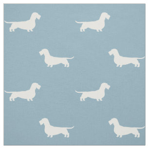 Wire Haired Dachshund Silhouettes Pattern Fabric