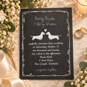 Wire Haired Dachshund Silhouettes Wedding Invitation