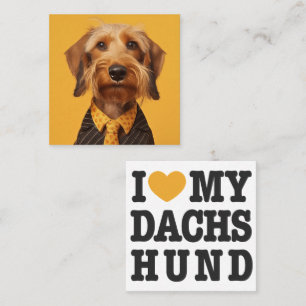 Wire Haired Dachshung On Yellow Square Business Card