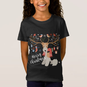Wire Haired Fox Terrier Dog Christmas Reindeer T-Shirt
