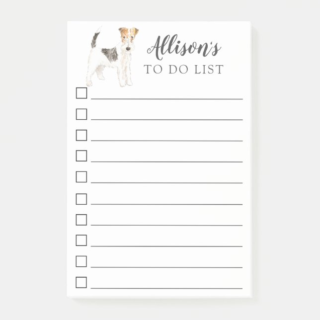 Wire Haired Fox Terrier Personalised To Do List Post-it Notes (Front)