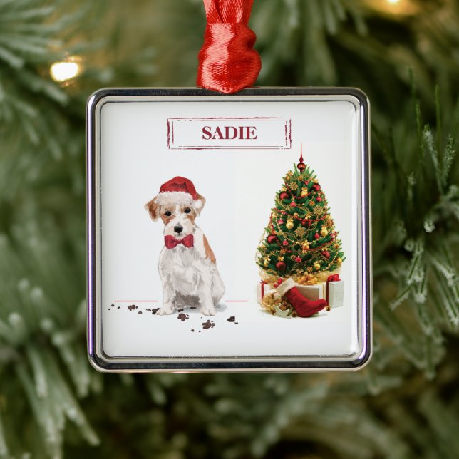 Wire Haired Jack Russell Funny Christmas Dog Metal Tree Decoration (Tree)