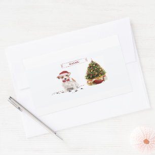 Wire Haired Jack Russell Funny Christmas Dog Rectangular Sticker