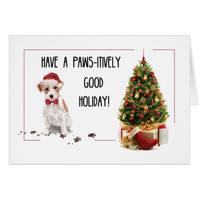 Wire Haired Jack Russell Terrier Funny Christmas (Front Horizontal)