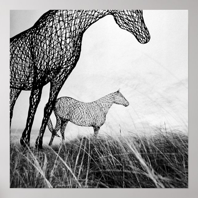 Wire Horses on Canvas by LLR Poster (Front)