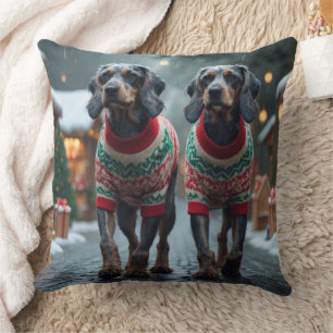 Wired Haired Pointing Griffon Dogs Christmas Snow  Cushion