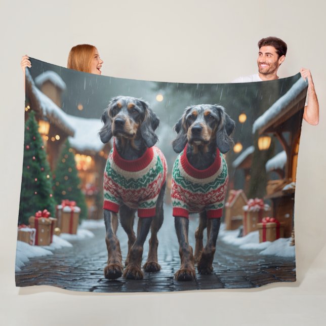 Wired Haired Pointing Griffon Dogs Christmas Snow  Fleece Blanket (In Situ)
