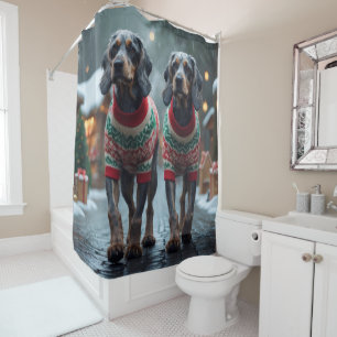 Wired Haired Pointing Griffon Dogs Christmas Snow Shower Curtain