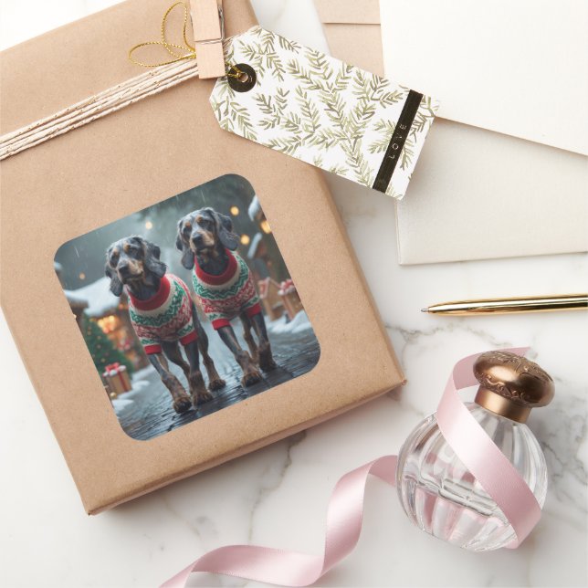 Wired Haired Pointing Griffon Dogs Christmas Snow  Square Sticker (Gifting)
