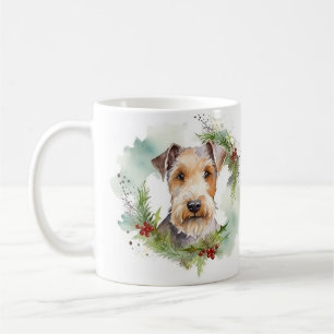 Wirefox Terrier Christmas Wreath Festive Pup  Coffee Mug