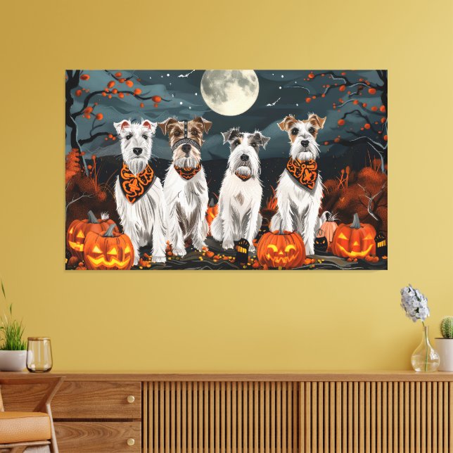 Wirefox Terrier Halloween Spooky  Canvas Print (Insitu(LivingRoom))