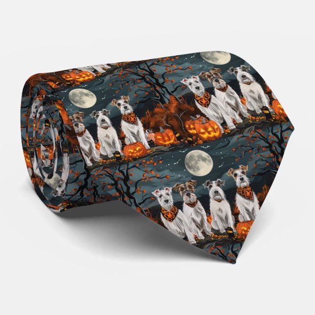 Wirefox Terrier Halloween Spooky  Tie (Rolled)