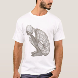 Wireframe Crouching Figure Artistic Graphic T-Shir T-Shirt