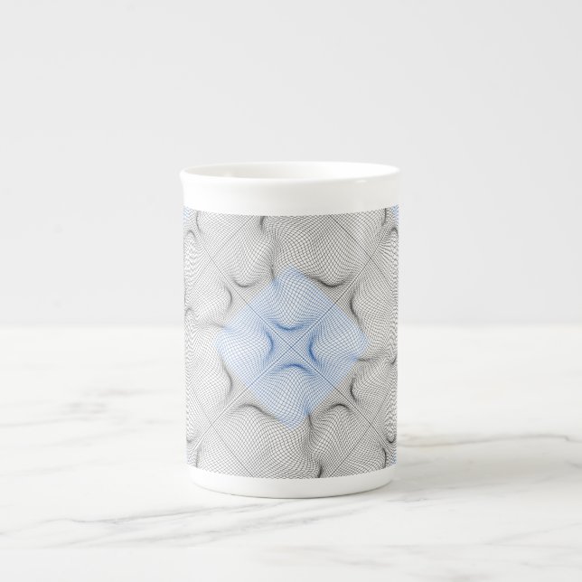 Wireframe pattern 08.B White BG Bone China Mug (Front)