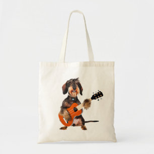 Wirehair Dachshund Playing Acoustic Guitar Tote Bag