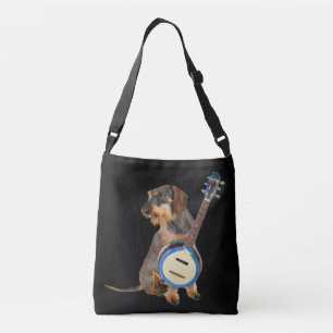 Wirehair Dachshund Playing Banjo Crossbody Bag