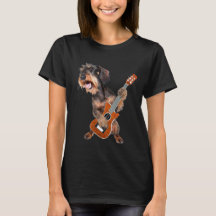 Wirehair Dachshund Playing Guitar T-Shirt