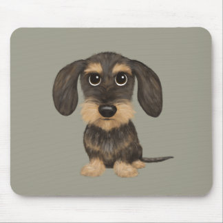 Wirehaired Dachshund | Cute Cartoon Dog Teckel Mouse Pad