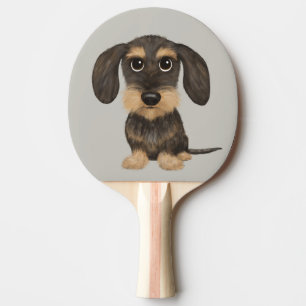 Wirehaired Dachshund   Cute Cartoon Dog Teckel Ping Pong Paddle