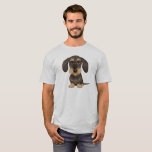 Wirehaired Dachshund | Cute Cartoon Dog Teckel T-Shirt<br><div class="desc">Cute Dachshund Cartoon Dog Shirt. Wirehaired wild boar and tan colored Teckel. Makes a great gift for wire haired wiener dog lovers!</div>