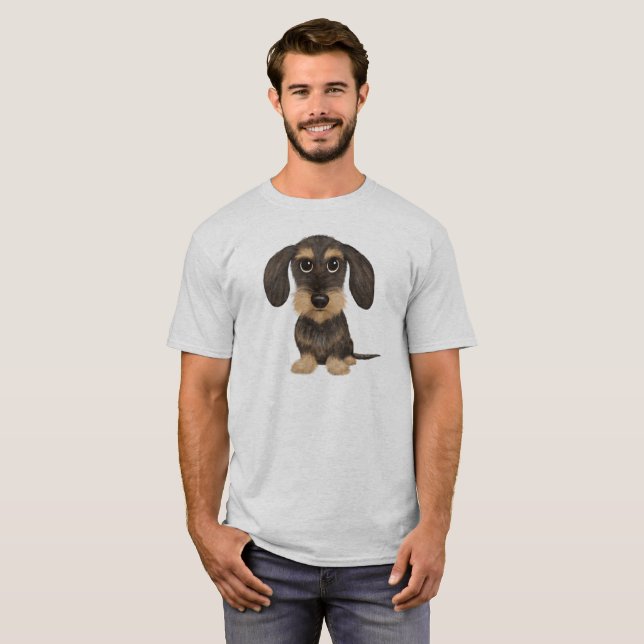 Wirehaired Dachshund | Cute Cartoon Dog Teckel T-Shirt (Front Full)